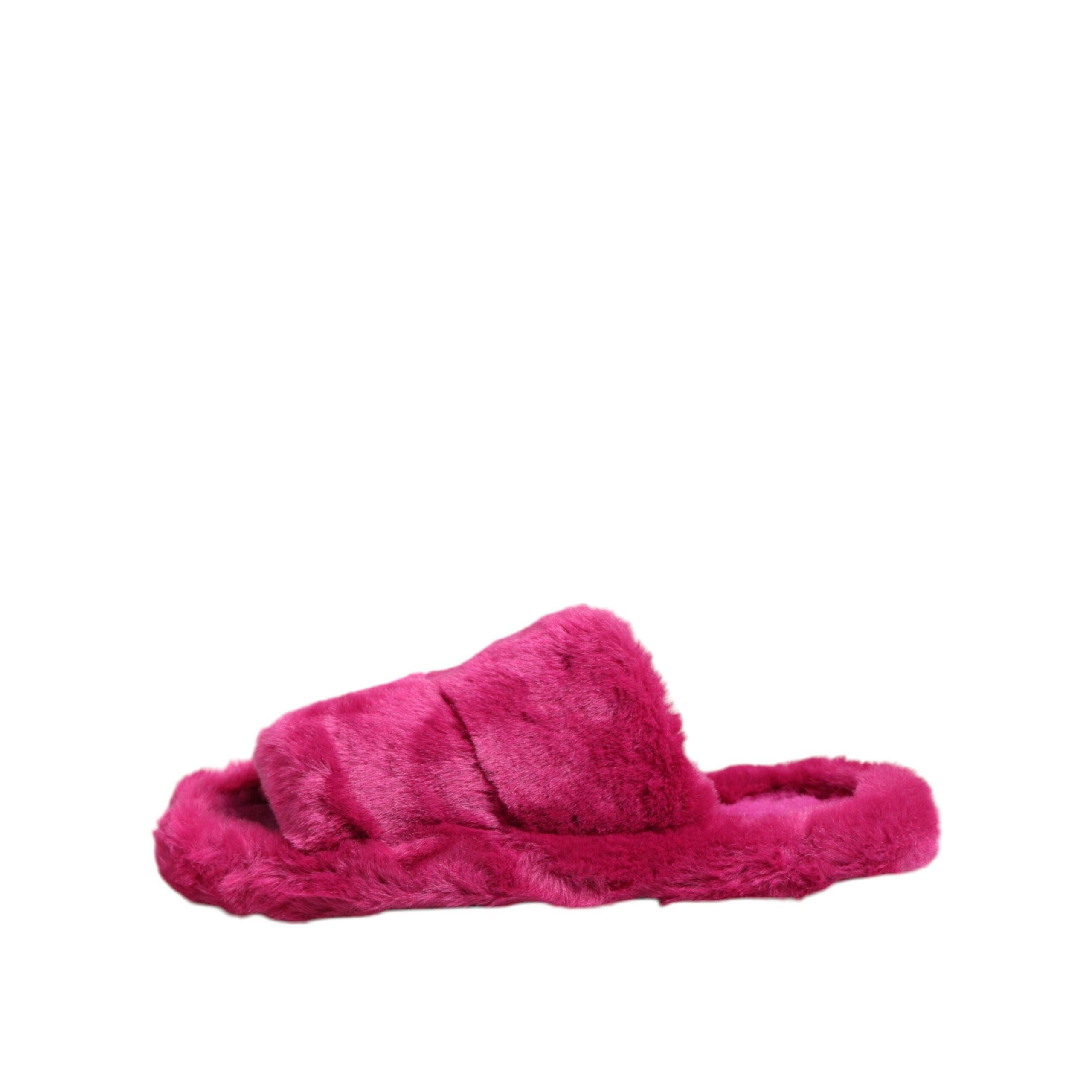Sandali bassi da uomo Dolce & Gabbana in pelliccia sintetica acrilica rosa
