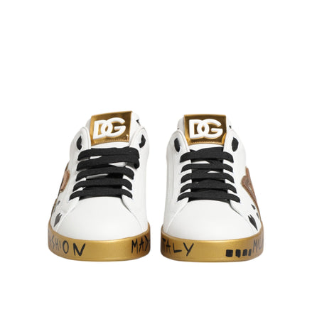 Scarpe da ginnastica Dolce & Gabbana Portofino in oro bianco e cristalli