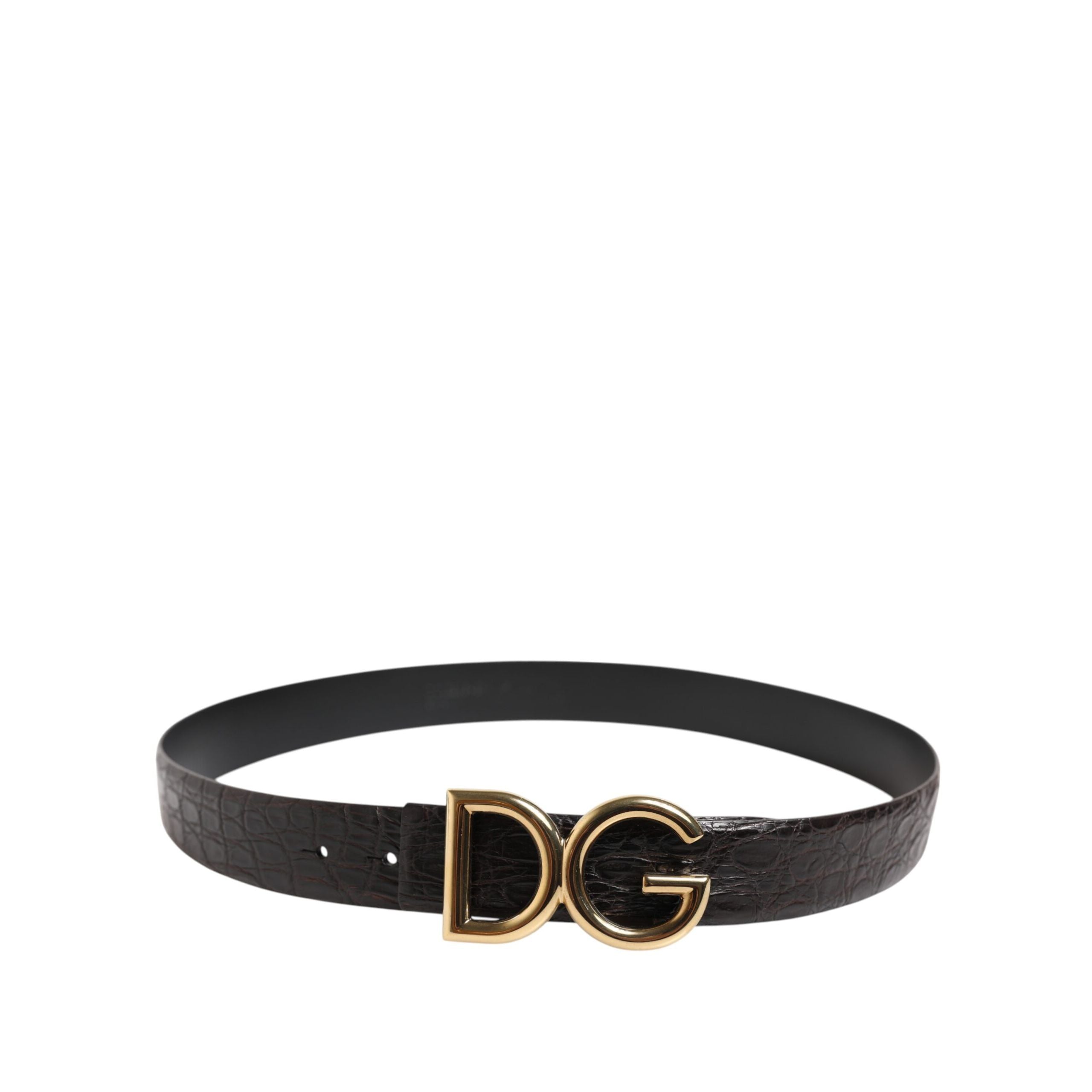 Ceinture en cuir exotique noir avec boucle logo DG Dolce & Gabbana