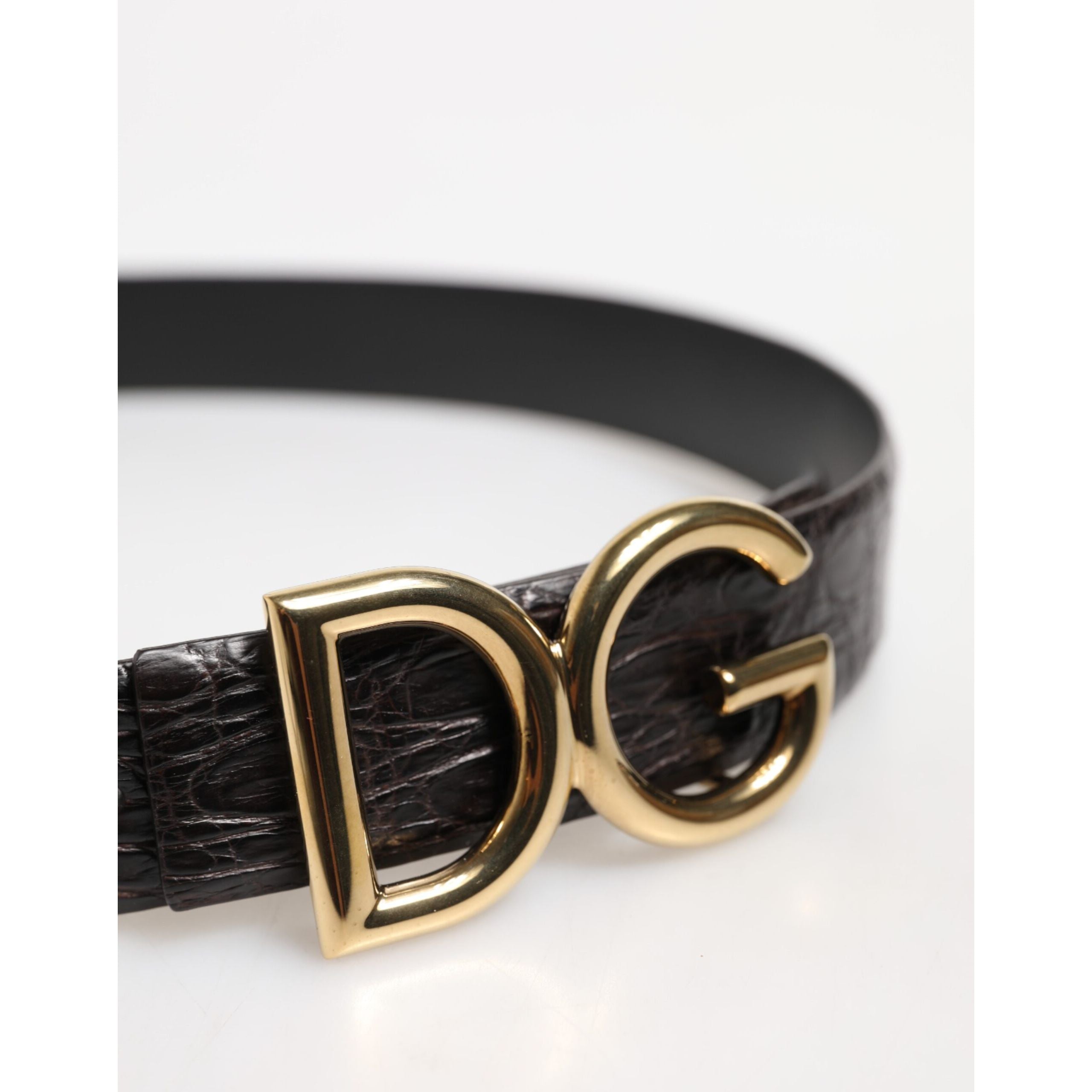 Ceinture en cuir exotique noir avec boucle logo DG Dolce & Gabbana