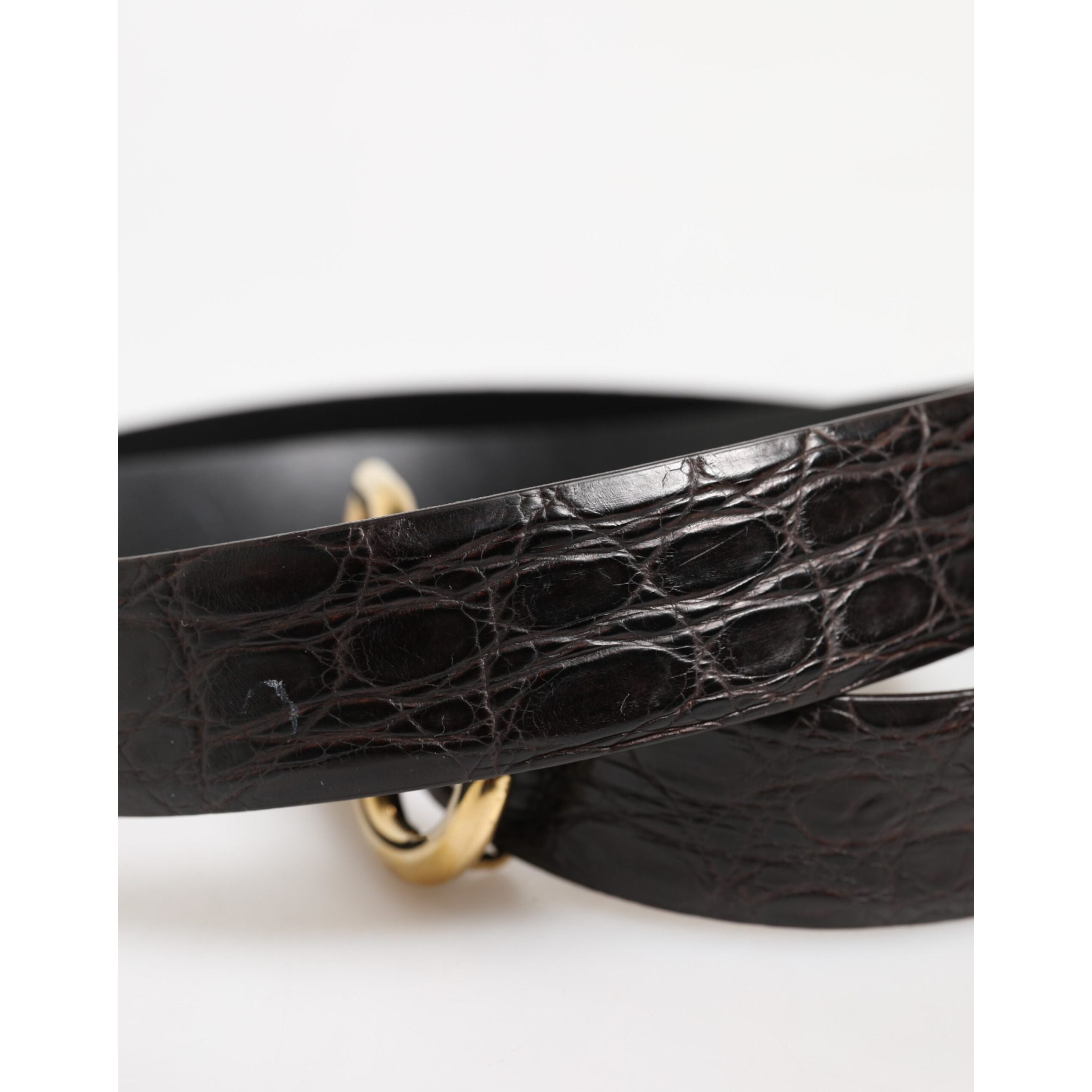 Ceinture en cuir exotique noir avec boucle logo DG Dolce & Gabbana