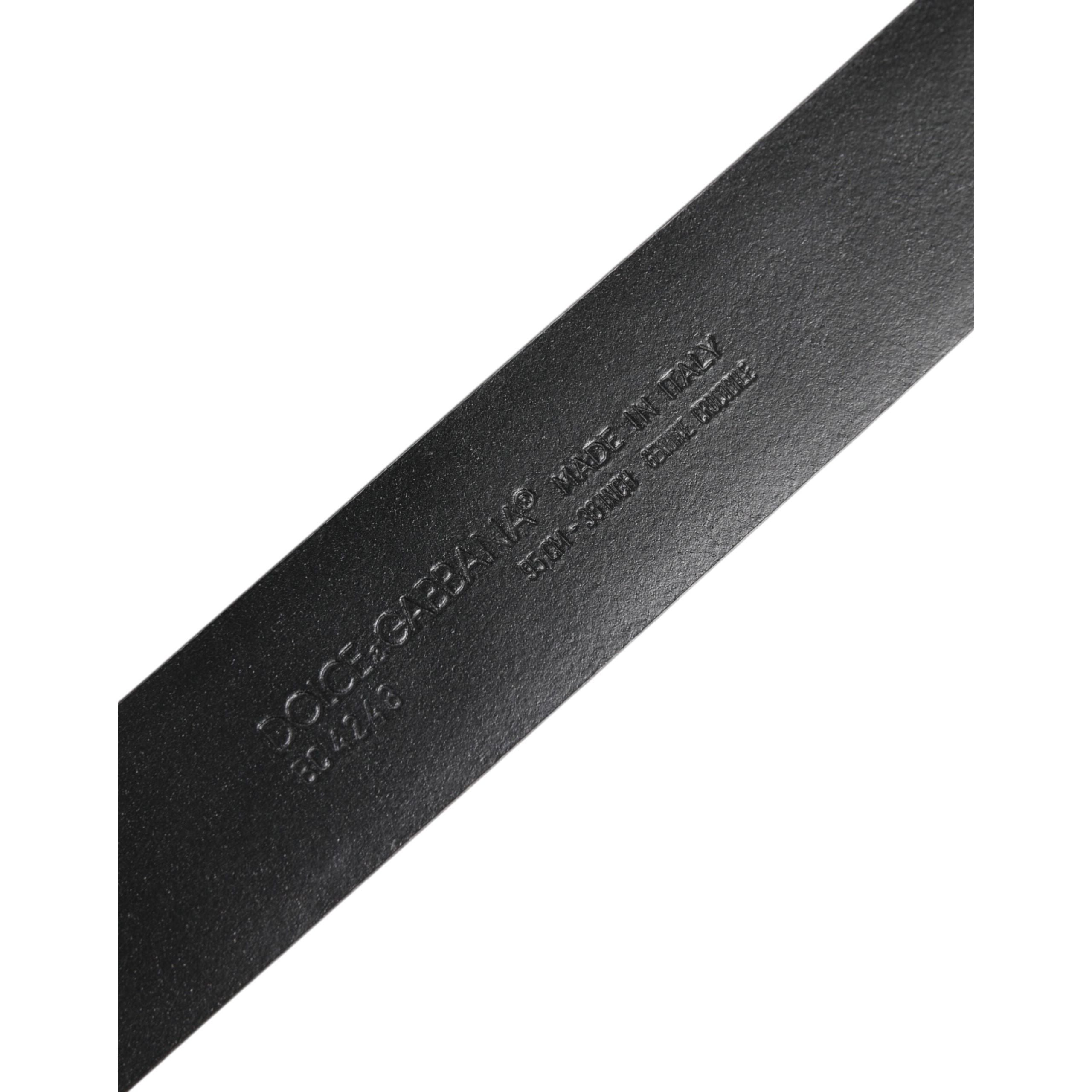 Ceinture en cuir exotique noir avec boucle logo DG Dolce & Gabbana