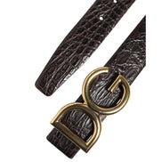 Ceinture en cuir exotique noir avec boucle logo DG Dolce & Gabbana
