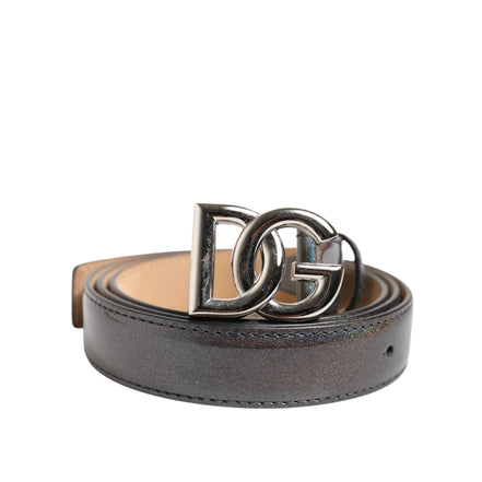 Cintura Dolce & Gabbana in Pelle Metallizzata con Fibbia con Logo Color Argento