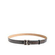 Cintura Dolce & Gabbana in Pelle Metallizzata con Fibbia con Logo Color Argento