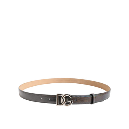 Cintura Dolce & Gabbana in Pelle Metallizzata con Fibbia con Logo Color Argento