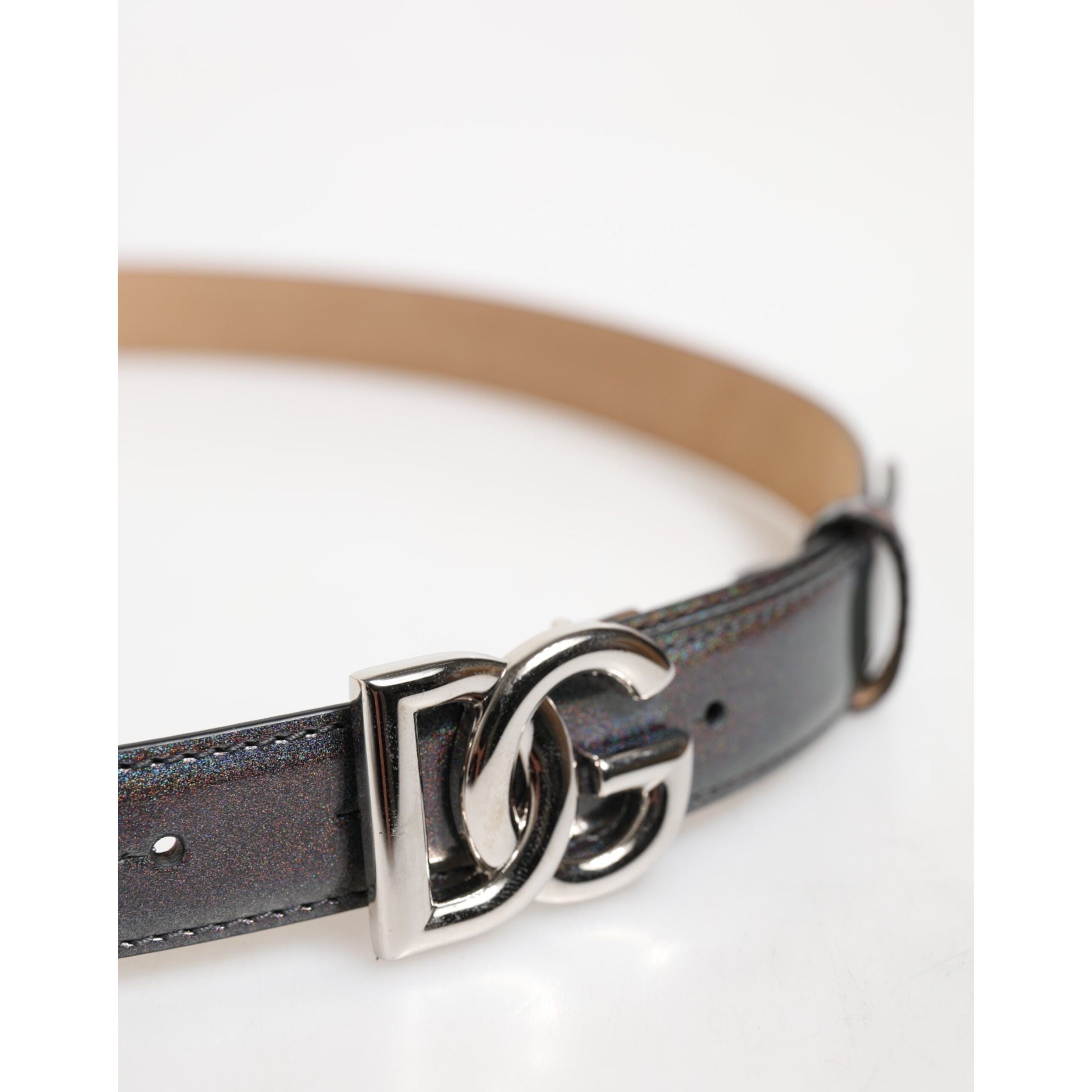 Cintura Dolce & Gabbana in Pelle Metallizzata con Fibbia con Logo Color Argento