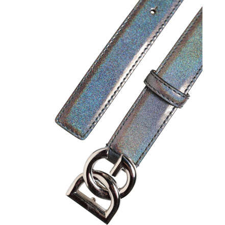 Cintura Dolce & Gabbana in Pelle Metallizzata con Fibbia con Logo Color Argento