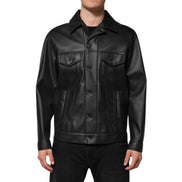 Dolce & Gabbana Giacca Biker Nera in Poliestere con Bottoni
