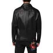 Dolce & Gabbana Giacca Biker Nera in Poliestere con Bottoni