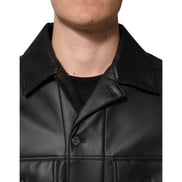 Dolce & Gabbana Giacca Biker Nera in Poliestere con Bottoni