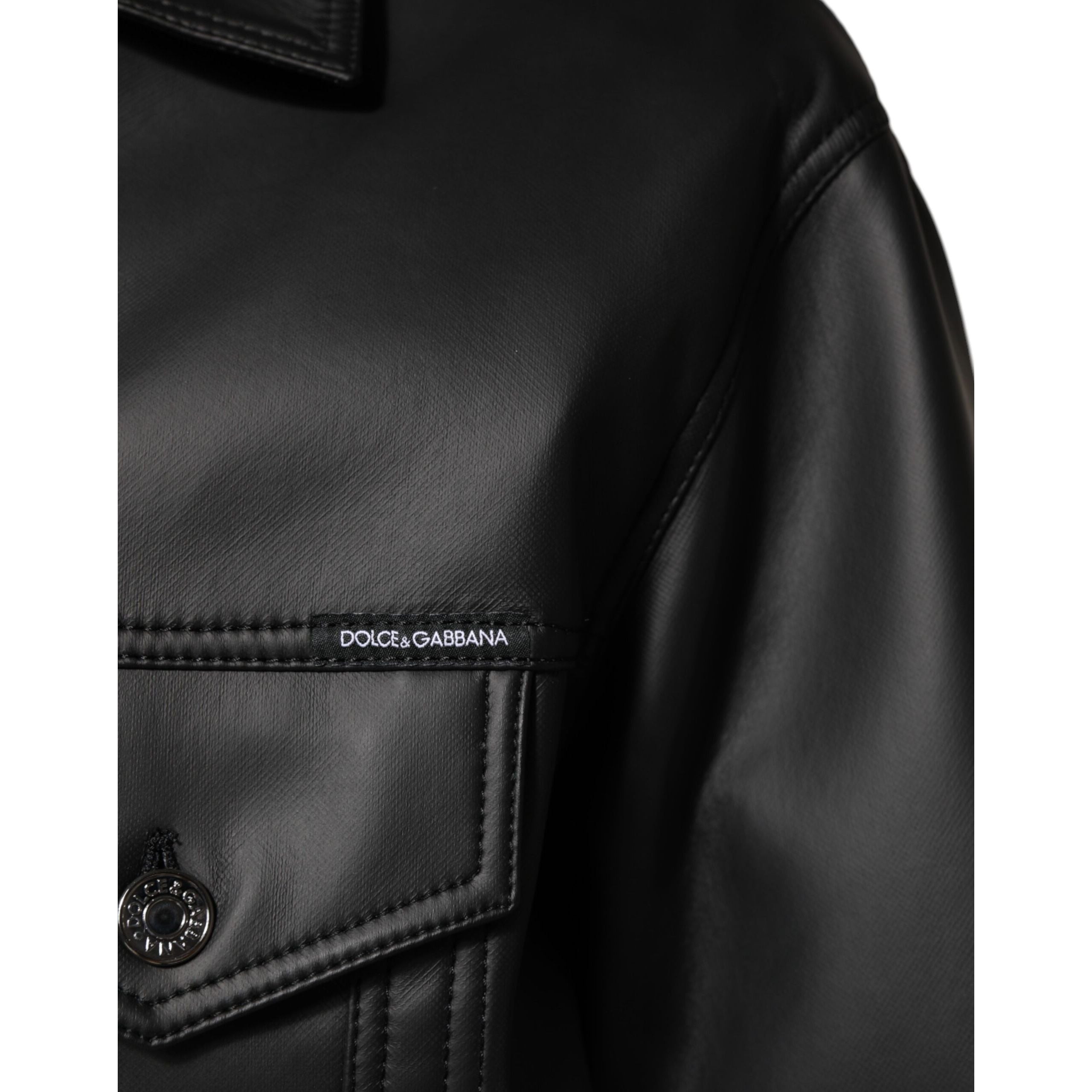 Dolce & Gabbana Giacca Biker Nera in Poliestere con Bottoni