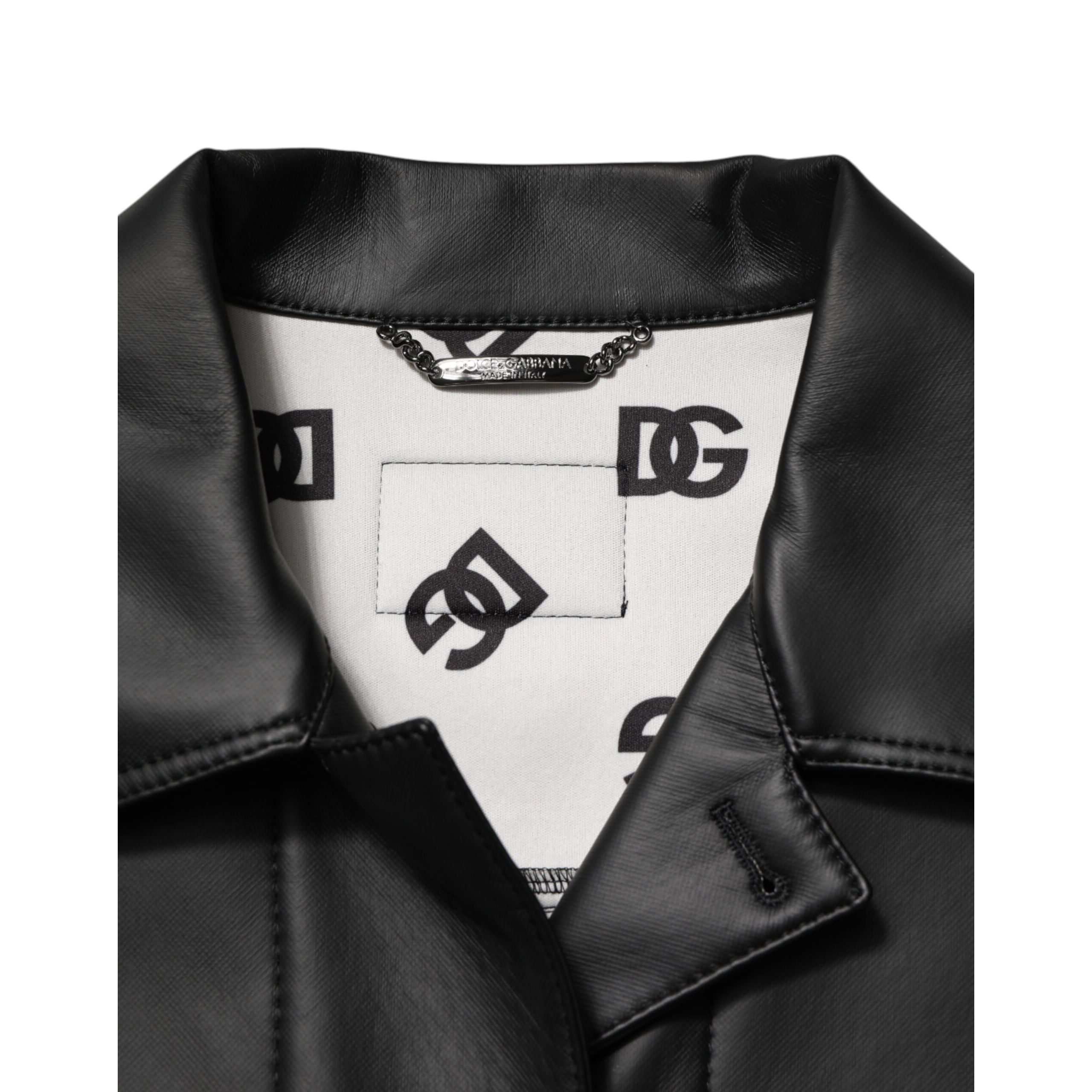 Dolce & Gabbana Giacca Biker Nera in Poliestere con Bottoni