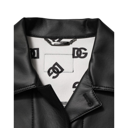Dolce & Gabbana Giacca Biker Nera in Poliestere con Bottoni