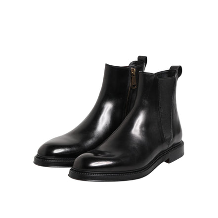 Dolce & Gabbana Black Chelsea Mid Calf Boots
