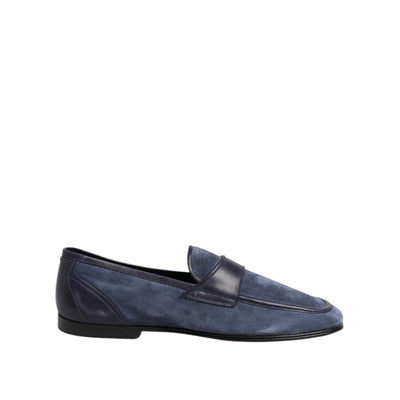 Dolce & Gabbana Blue Suede Leather Loafers Moccasin Shoes