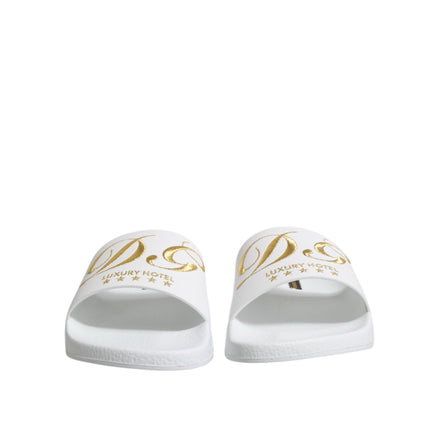 Dolce & Gabbana Sandali Ciabatte in Pelle Bianca Scarpe da Mare