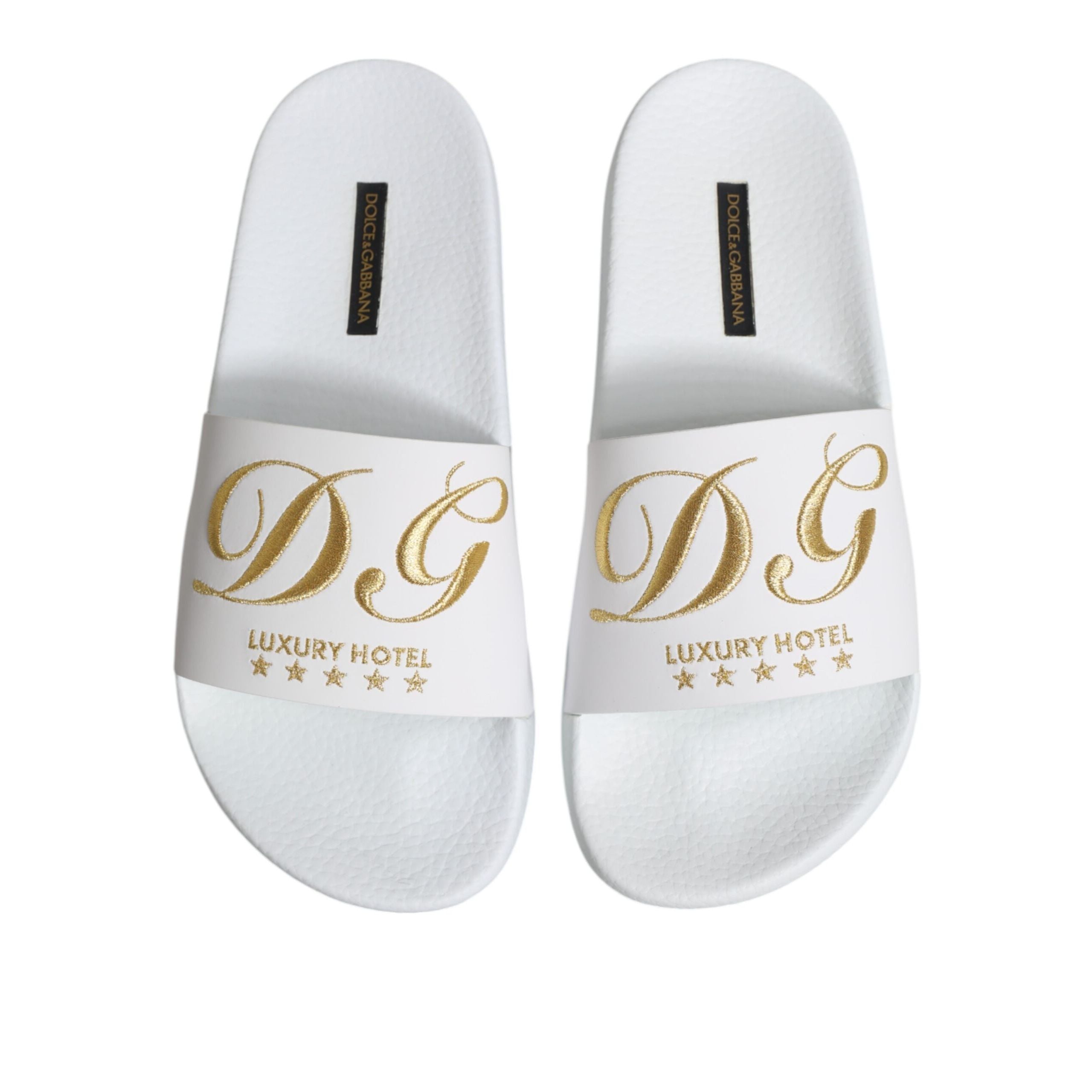 Dolce & Gabbana Sandales à enfiler en cuir blanc Chaussures de plage