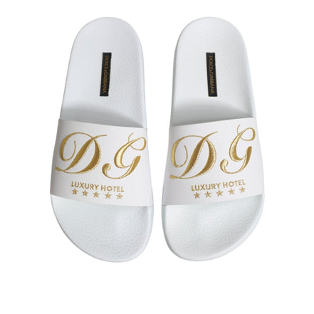Dolce & Gabbana Sandales à enfiler en cuir blanc Chaussures de plage