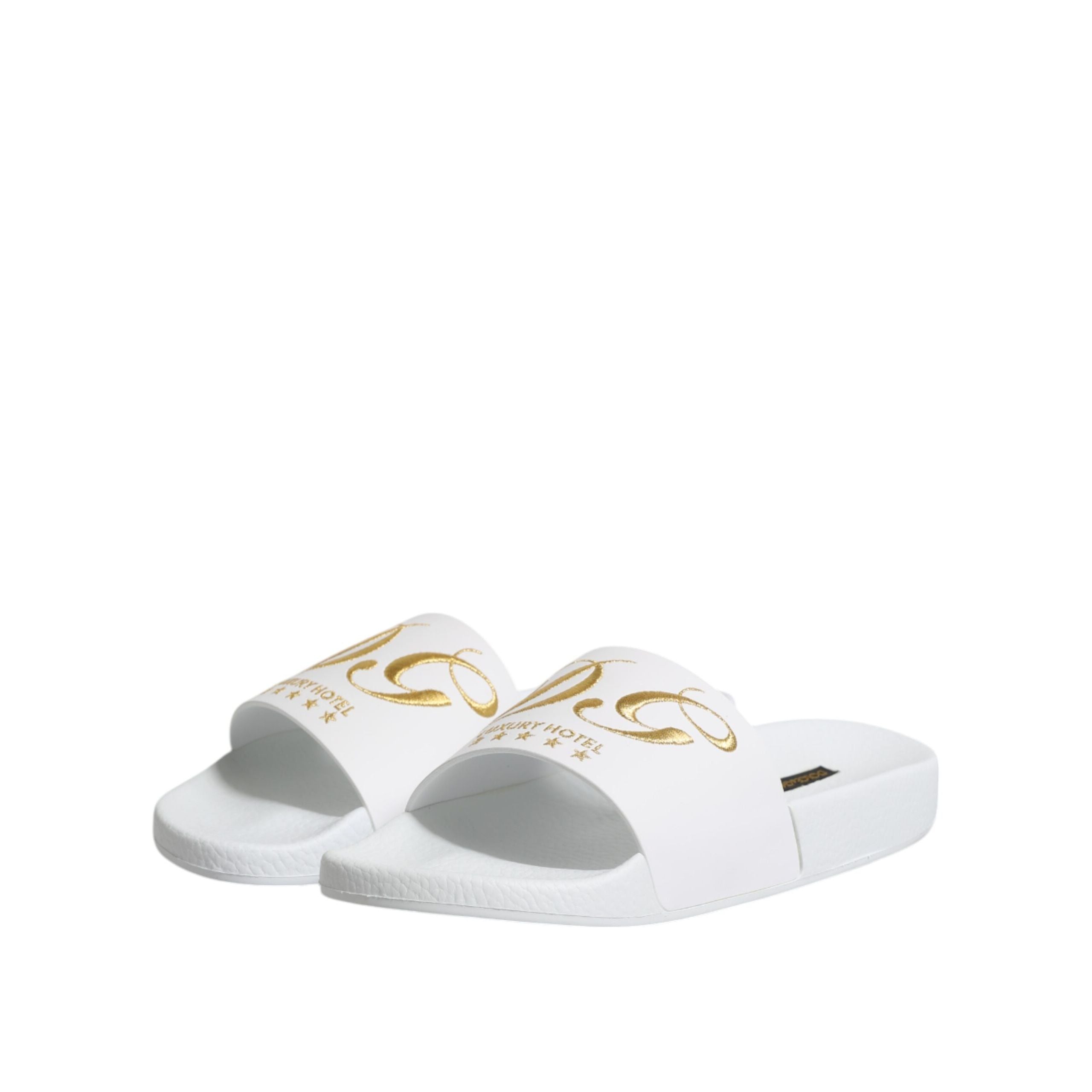 Dolce & Gabbana Sandales à enfiler en cuir blanc Chaussures de plage