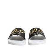 Dolce & Gabbana Sandales en cuir blanc et noir Chaussures de plage