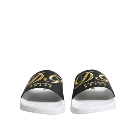 Dolce & Gabbana Sandales en cuir blanc et noir Chaussures de plage