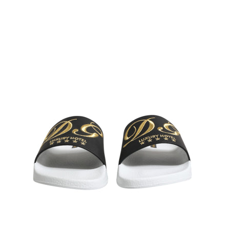 Dolce & Gabbana Sandali in Pelle Bianchi Neri Scarpe da Spiaggia