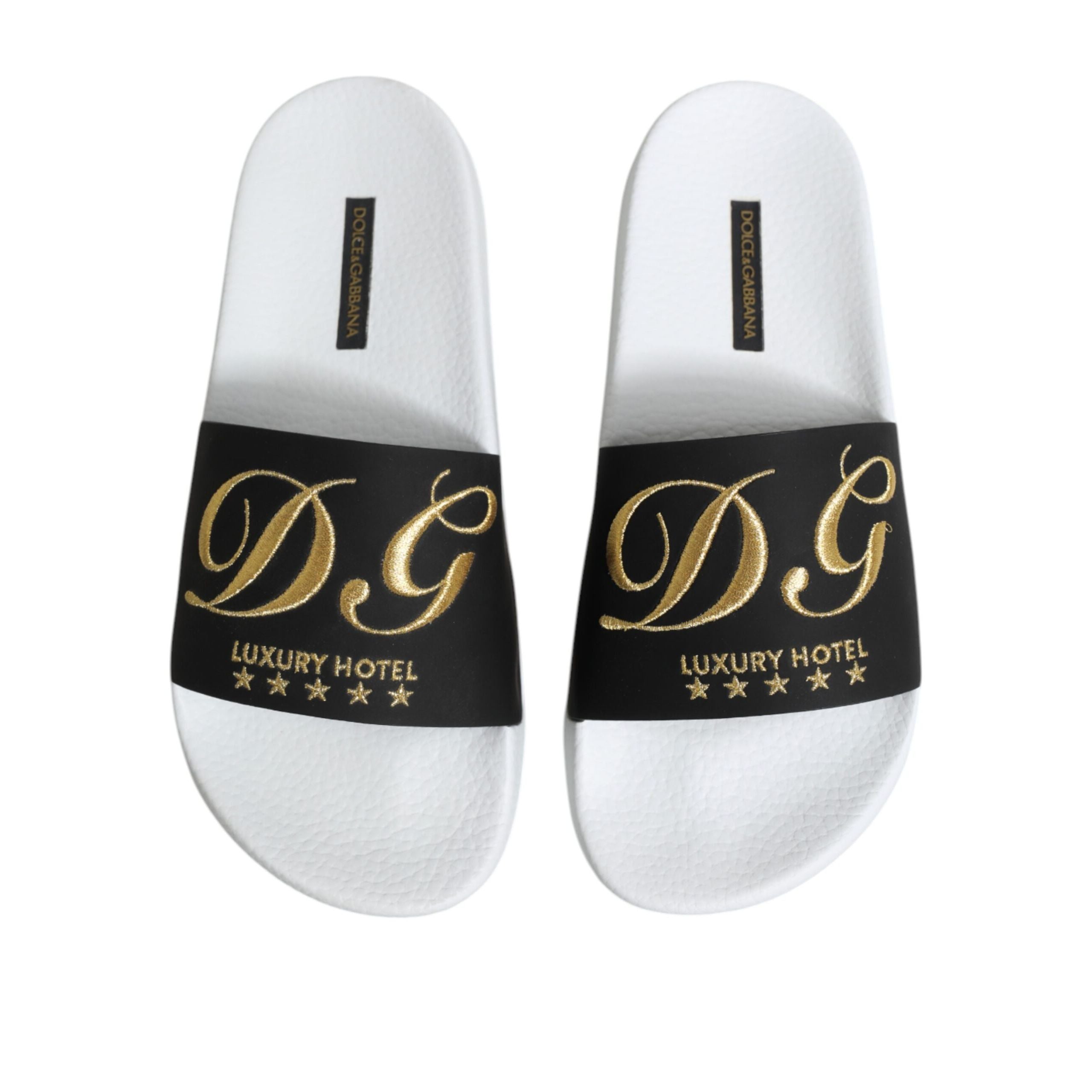Dolce & Gabbana Sandales en cuir blanc et noir Chaussures de plage