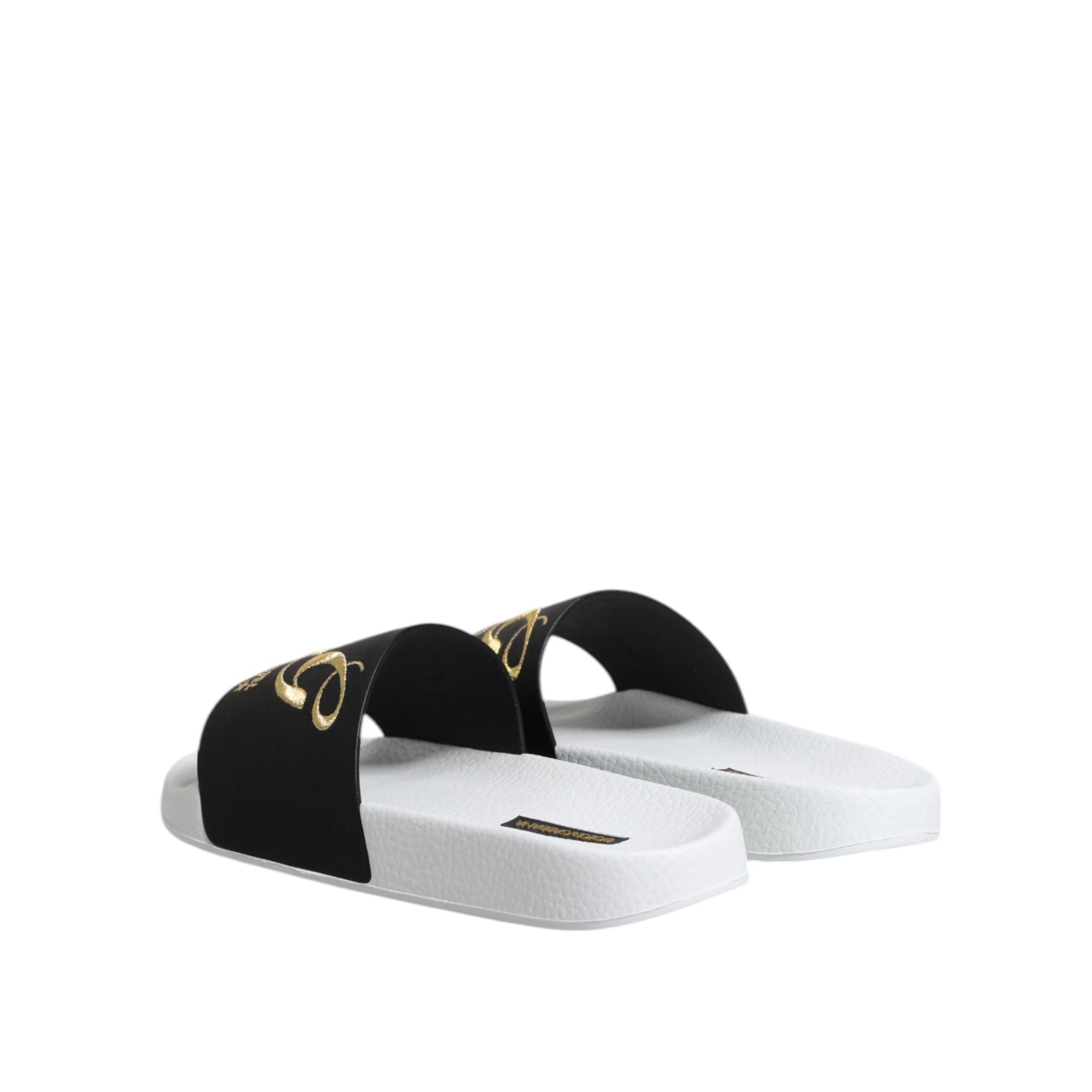 Dolce & Gabbana Sandales en cuir blanc et noir Chaussures de plage