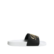 Dolce & Gabbana Sandales en cuir blanc et noir Chaussures de plage