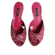Dolce & Gabbana Sandali con tacco in pelle rosa