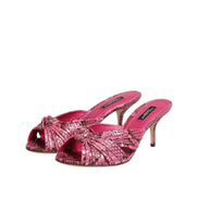 Dolce & Gabbana Sandali con tacco in pelle rosa