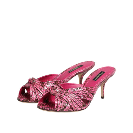 Dolce & Gabbana Sandali con tacco in pelle rosa
