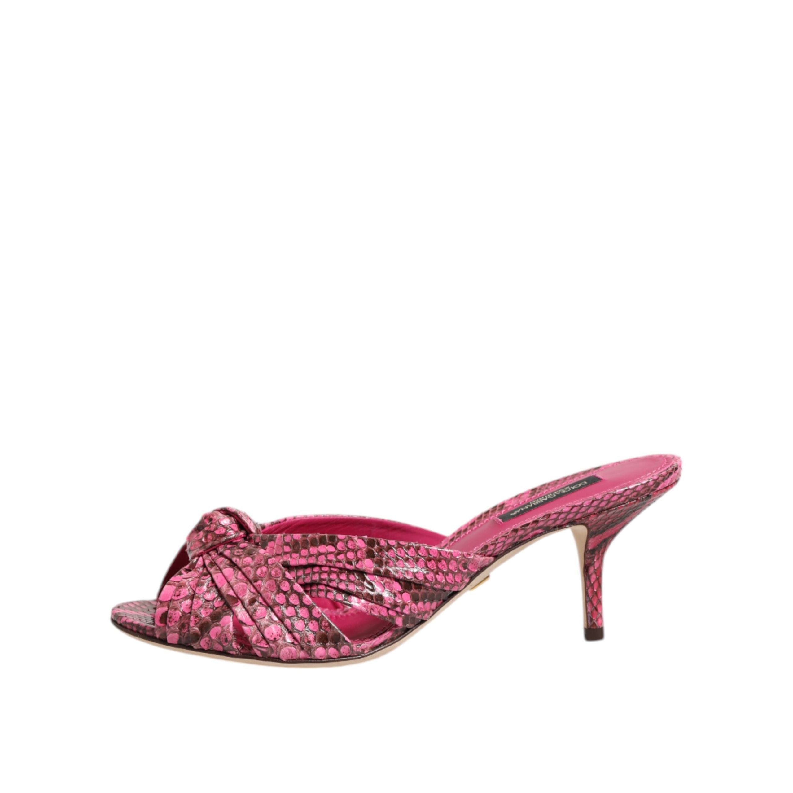 Dolce & Gabbana Sandali con tacco in pelle rosa