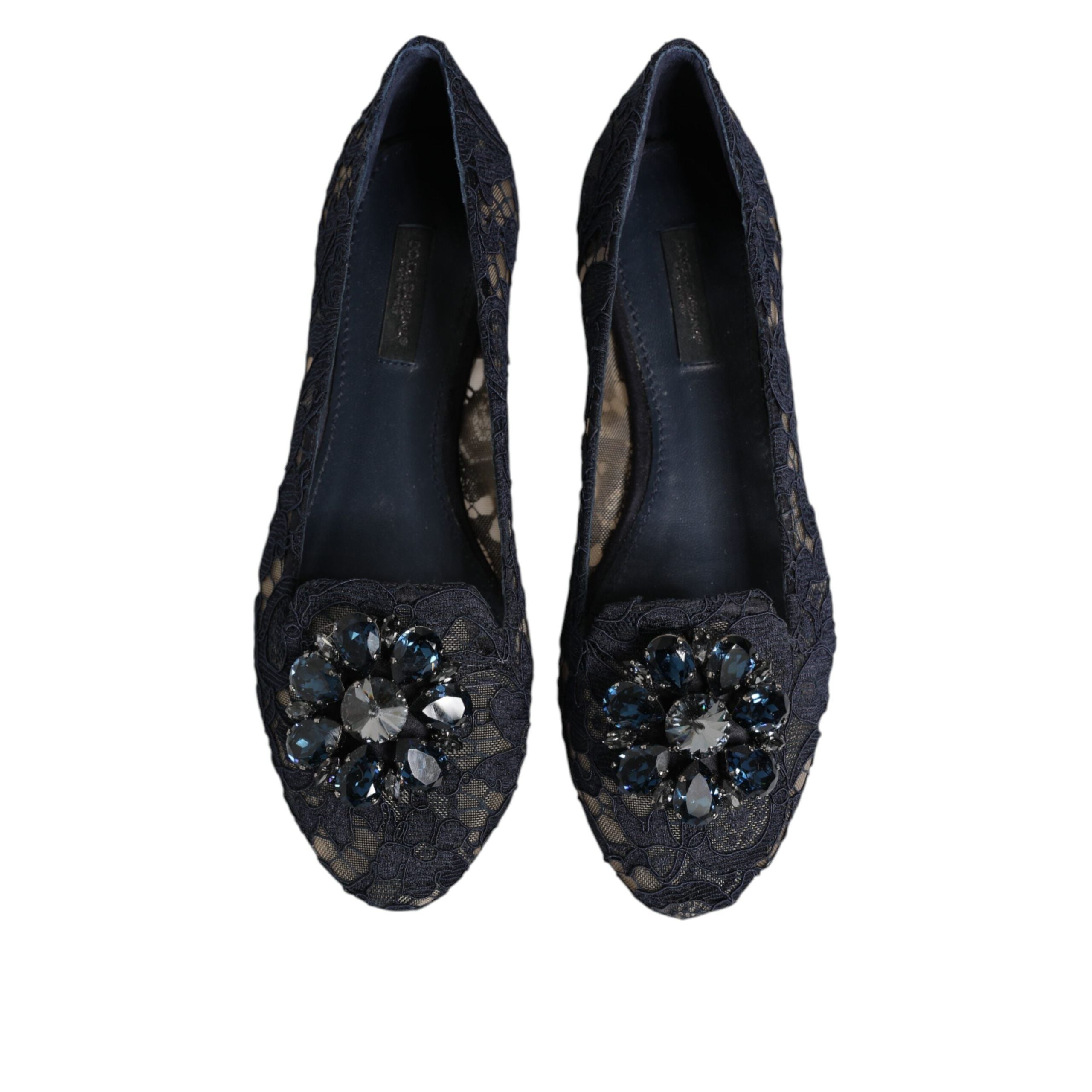 Dolce & Gabbana Ballerine Blu in Pizzo Taormina con Cristalli