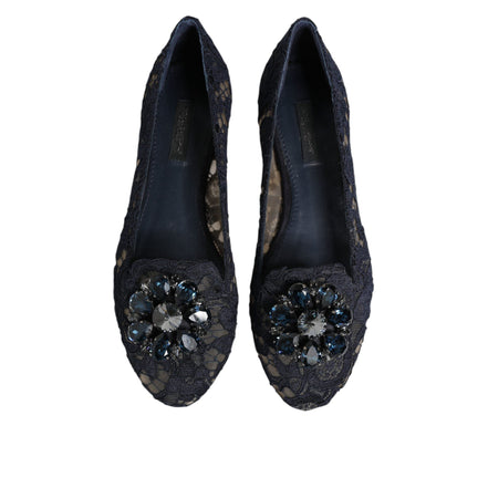 Dolce & Gabbana Ballerine Blu in Pizzo Taormina con Cristalli