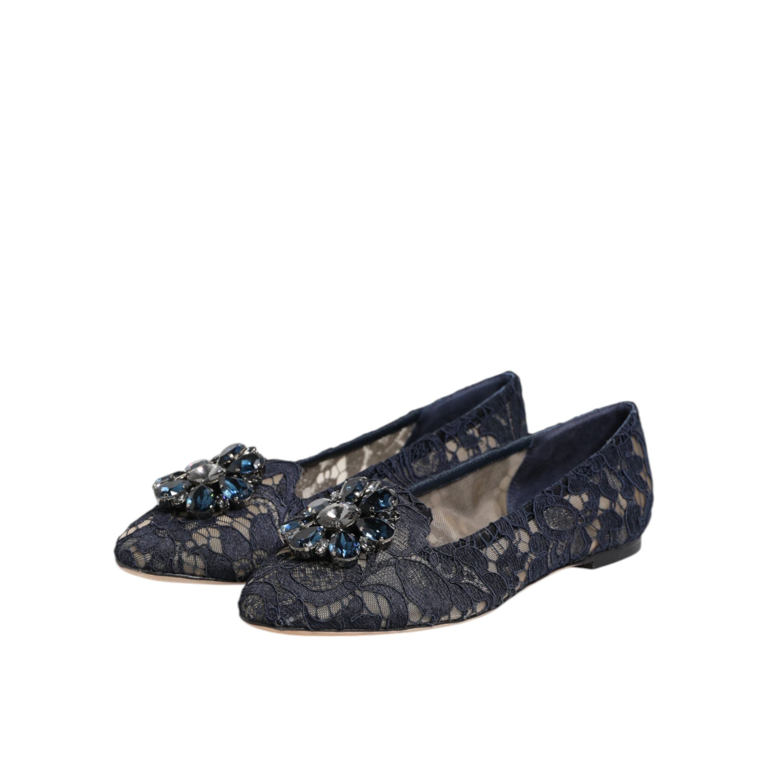 Dolce & Gabbana Ballerine Blu in Pizzo Taormina con Cristalli