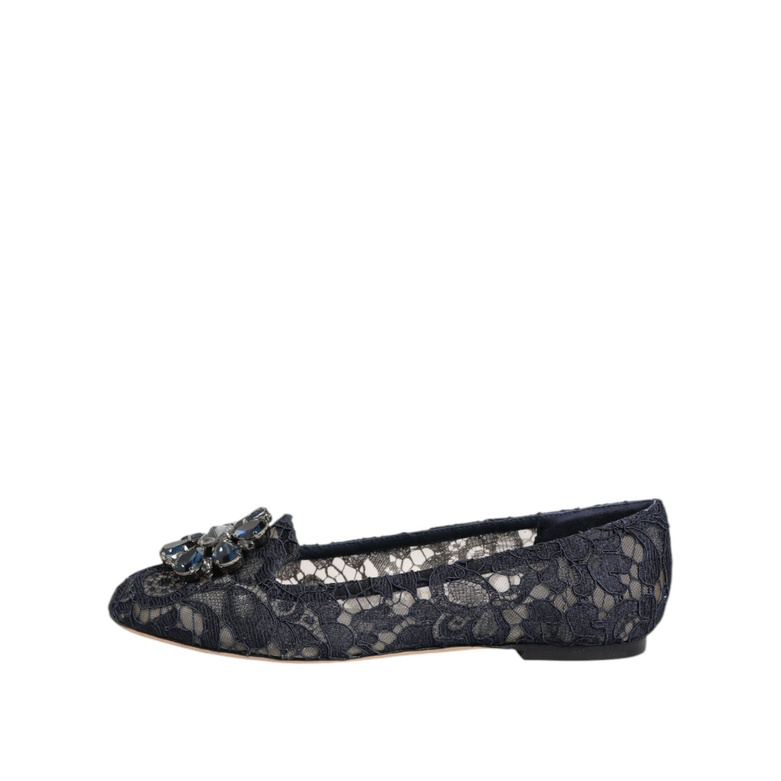 Dolce & Gabbana Ballerine Blu in Pizzo Taormina con Cristalli