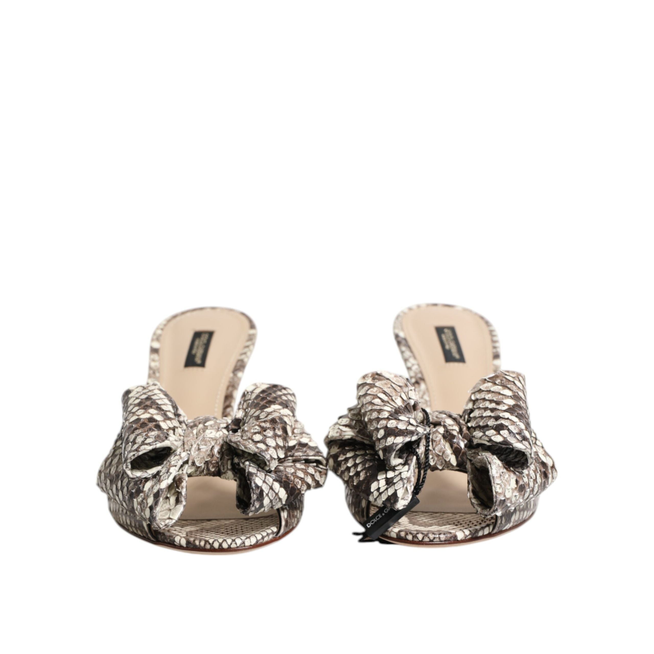 Chaussures Mules Peep Toe en Cuir avec Nœud Multicolore Keira Dolce & Gabbana