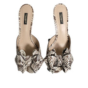 Chaussures Mules Peep Toe en Cuir avec Nœud Multicolore Keira Dolce & Gabbana