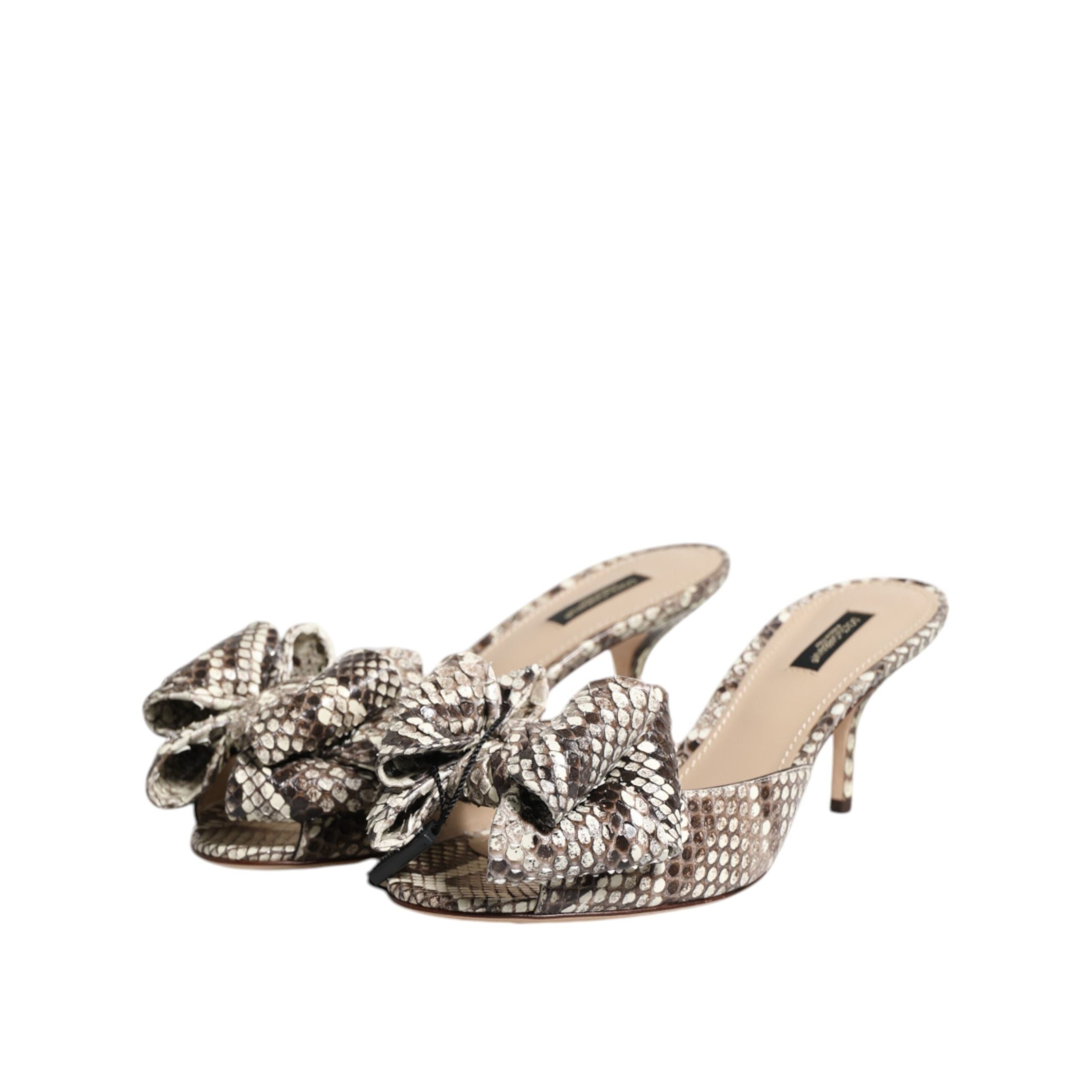 Chaussures Mules Peep Toe en Cuir avec Nœud Multicolore Keira Dolce & Gabbana