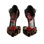 Dolce & Gabbana Décolleté Leopaldo Marroni con Rose di Cristallo