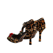 Dolce & Gabbana Décolleté Leopaldo Marroni con Rose di Cristallo