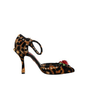 Dolce & Gabbana Décolleté Leopaldo Marroni con Rose di Cristallo