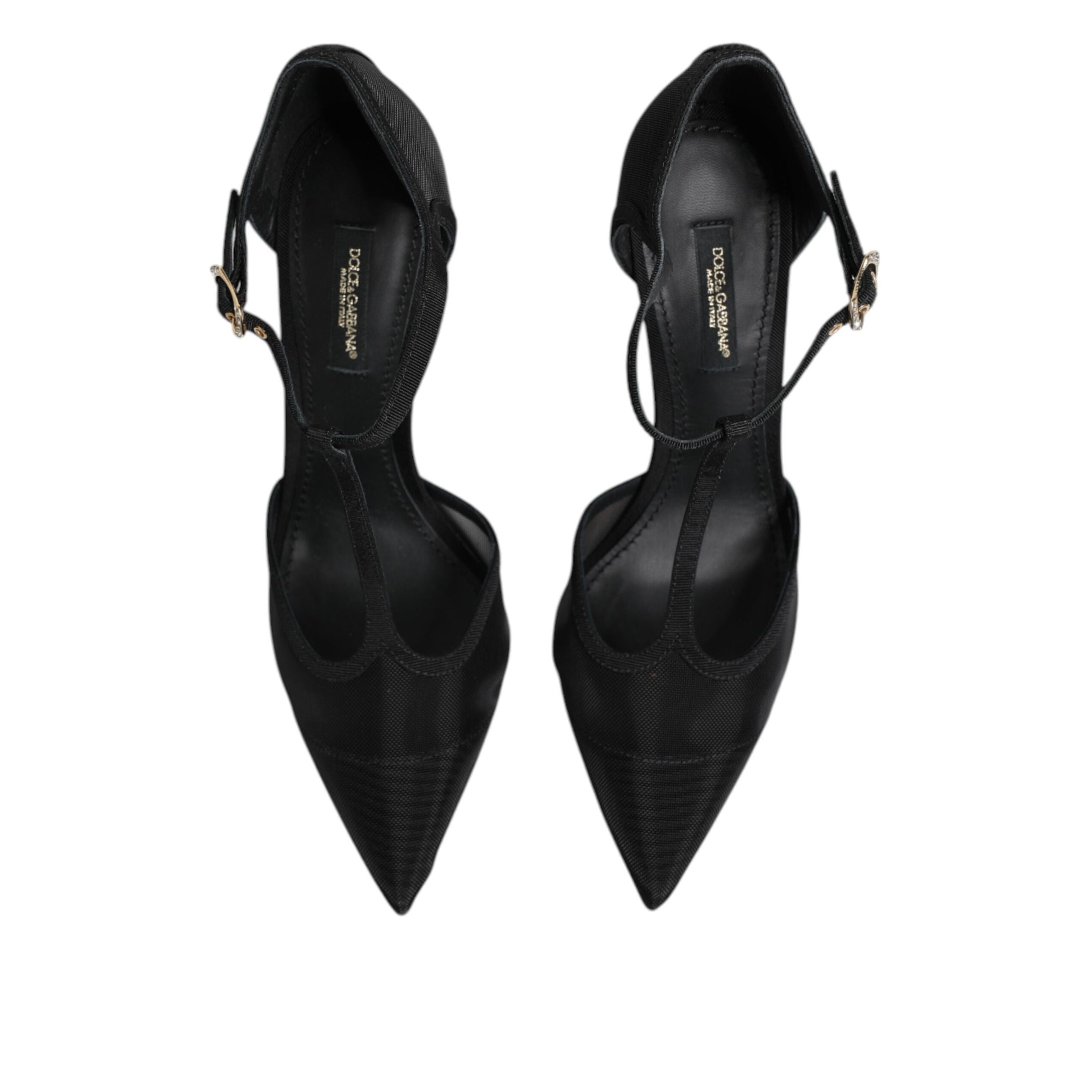 Dolce & Gabbana Scarpe con tacco alto a stiletto con cinturino a T in rete nera