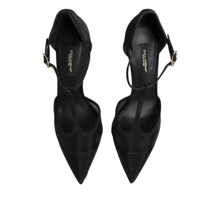 Dolce & Gabbana Scarpe con tacco alto a stiletto con cinturino a T in rete nera