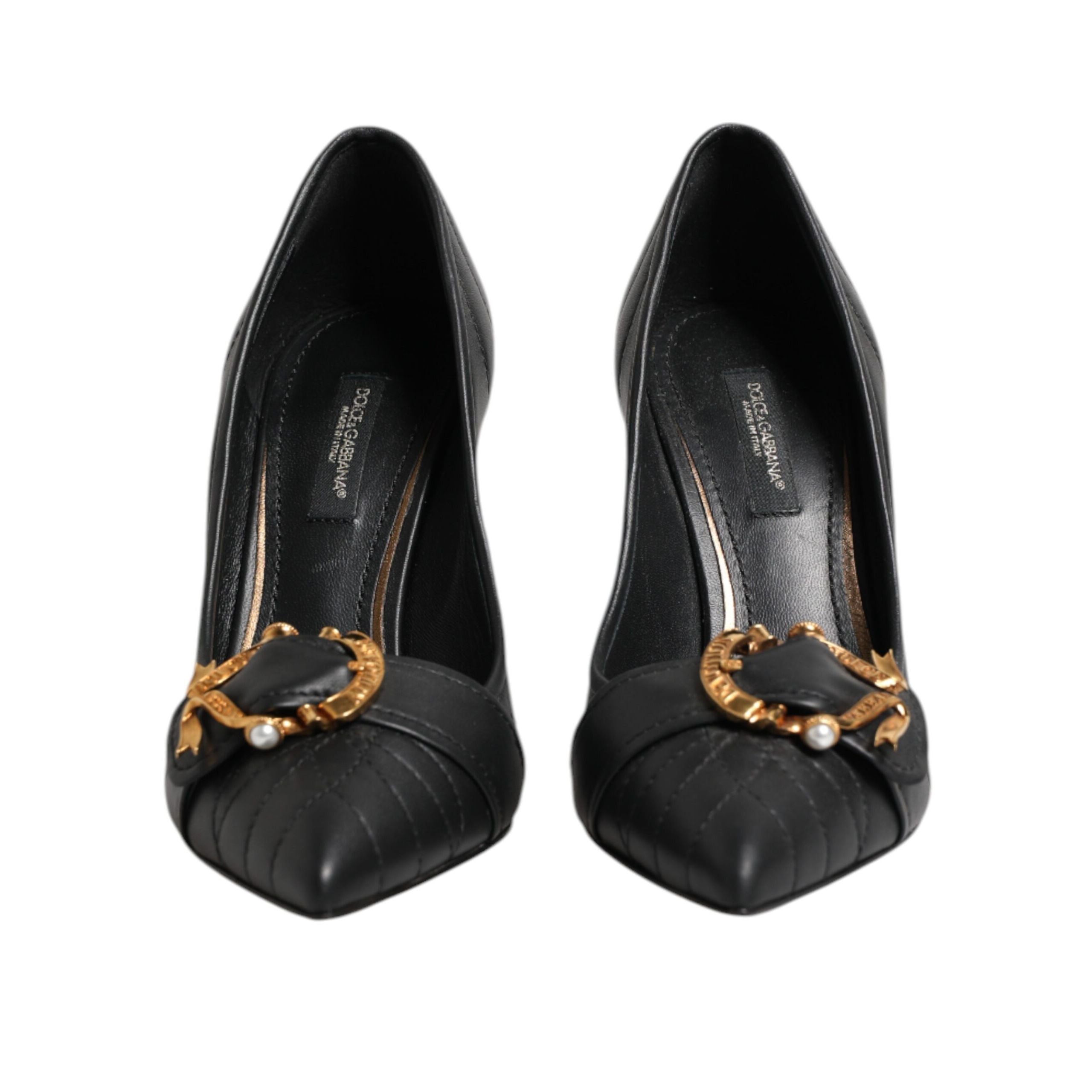 Escarpins en cuir noirs Dolce & Gabbana Devotion