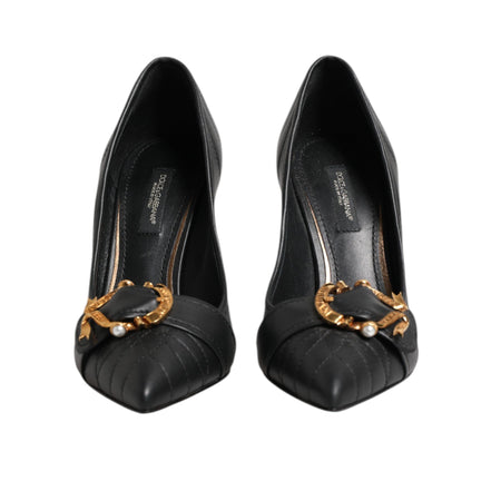 Escarpins en cuir noirs Dolce & Gabbana Devotion