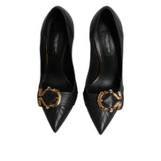 Escarpins en cuir noirs Dolce & Gabbana Devotion