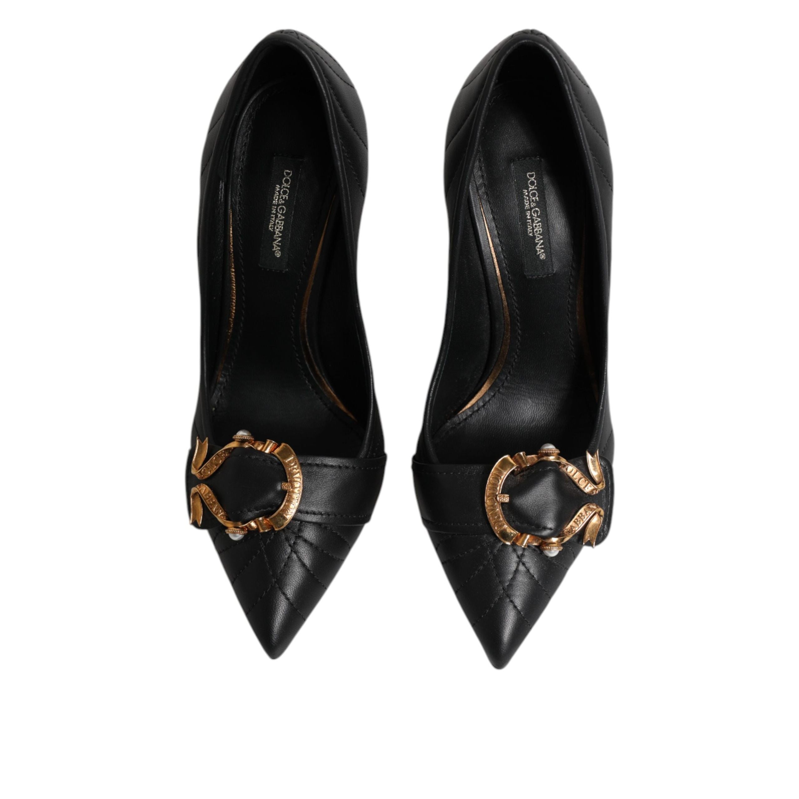 Escarpins en cuir noirs Dolce & Gabbana Devotion